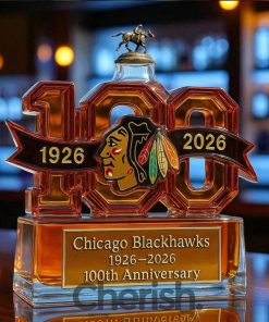 Chicago Blackhawks 100th Anniversary Whiskey Bottle