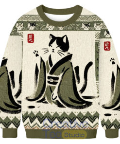 Japanese Black Cat Ugly Christmas Sweater Japanese Black Cat Ugly Christmas Sweater