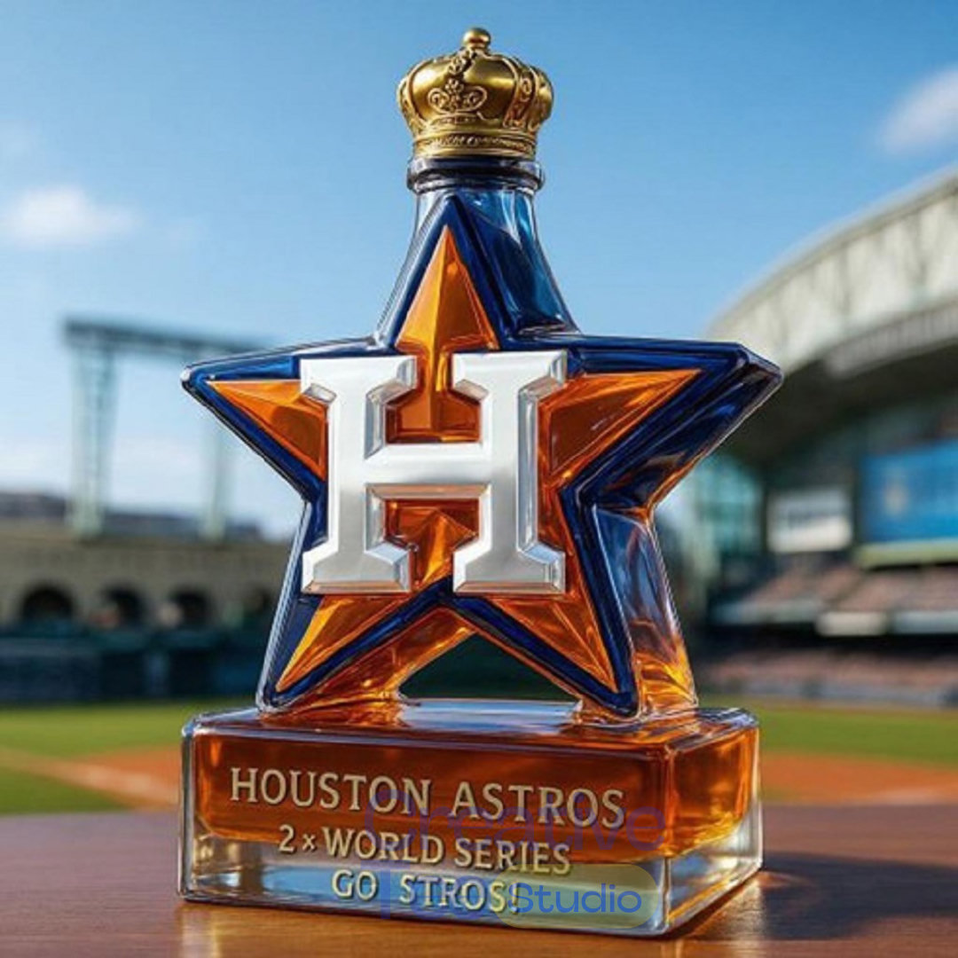 Houston Astros Baseball Champions 'Star Go Stros' Whiskey Bottle Houston Astros Baseball Champions 'Star Go Stros' Whiskey Bottle