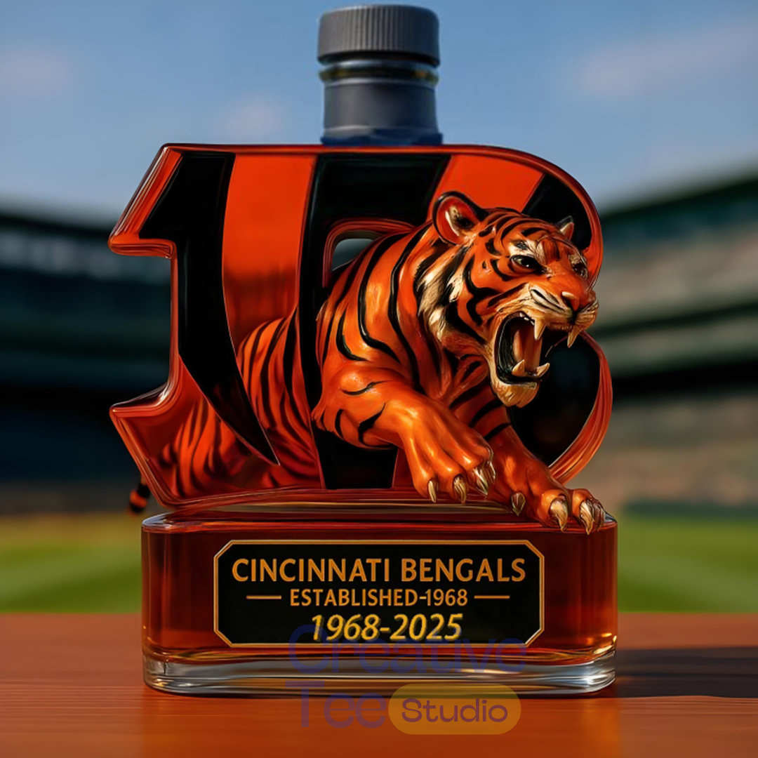 Cincinnati Bengals 57th Anniversary 'Crowned Jungle Spirit' Whiskey Bottle Cincinnati Bengals 57th Anniversary 'Crowned Jungle Spirit' Whiskey Bottle