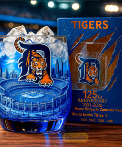 Detroit Tigers 125th Anniversary Whiskey Glass