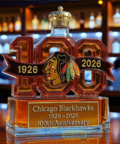 Chicago Blackhawks 100th Anniversary Whiskey Bottle