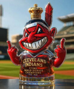 Cleveland Indians Chief Wahoo 2-Time World Series Champions Whiskey Bottle