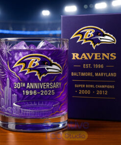 Baltimore Ravens 30th Anniversary Whiskey Glass