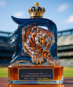 Detroit Tigers ‘Fierce Tiger Head’ 4x World Series Champions Whiskey Bottle