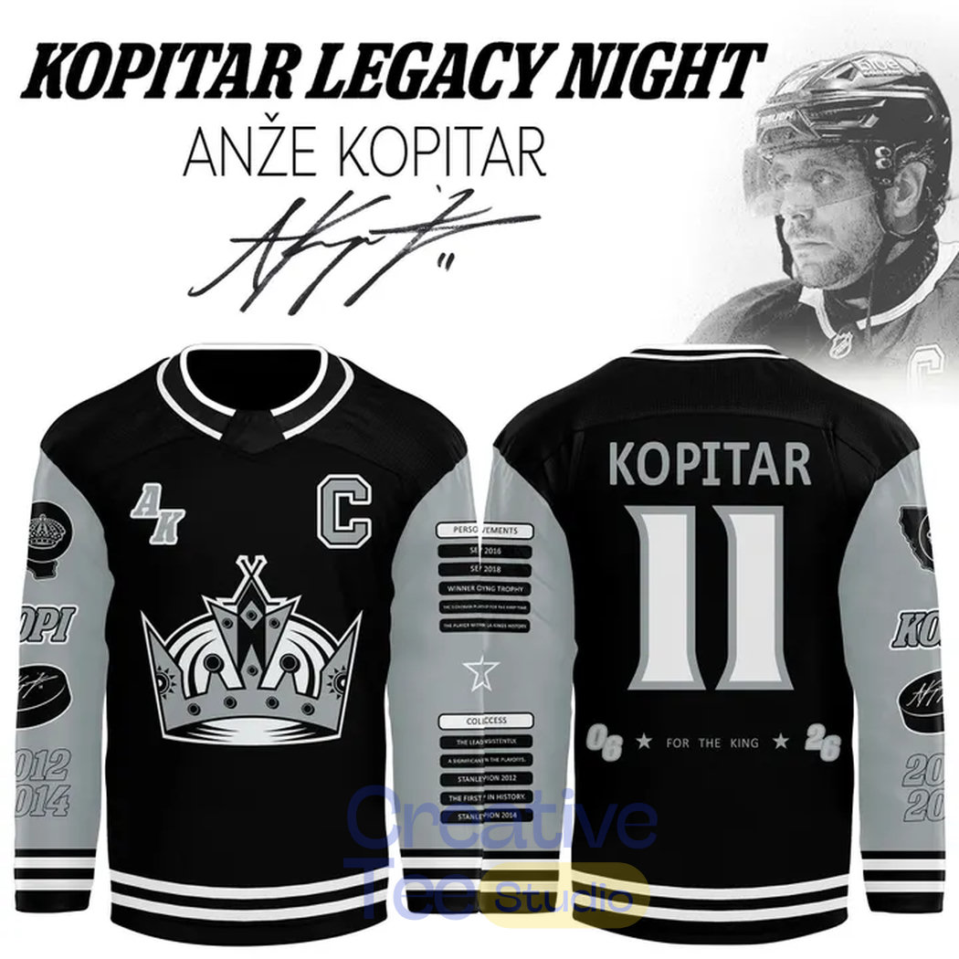Los Angeles Kings Anže Kopitar #11 Legacy Night Hockey Jersey Los Angeles Kings Anže Kopitar #11 Legacy Night Hockey Jersey