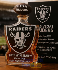 Las Vegas Raiders 65th Anniversary ‘Just Win Baby!’ Whiskey Bottle