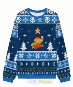 Super Mario Pixel Christmas Ugly Sweater