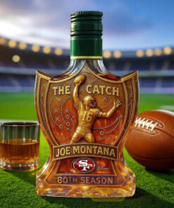San Francisco 49ers Joe Montana the Catch Legendary Football Moment 80th Anniversary Whiskey Bottle
