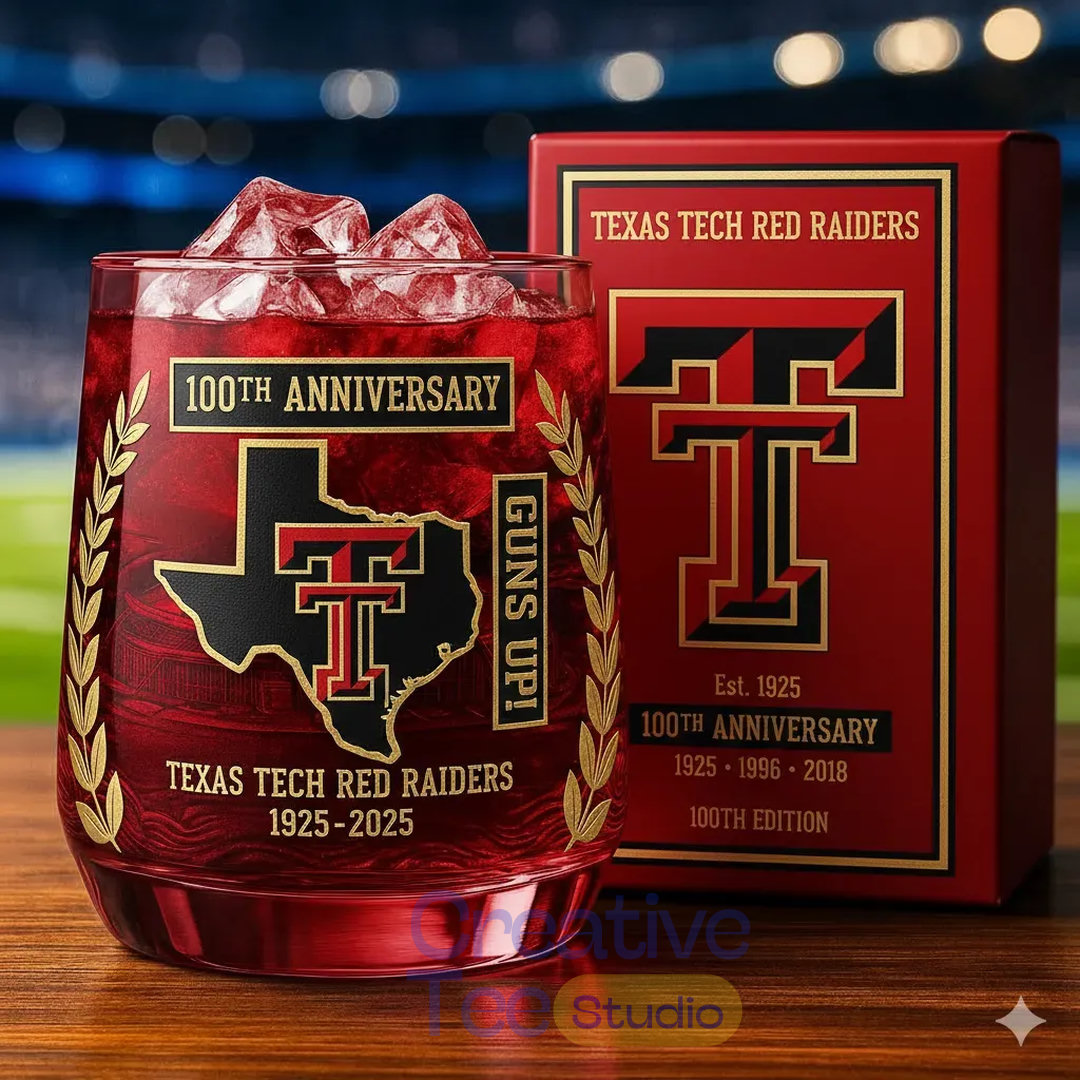 Texas Tech Red Raiders 100th Anniversary Whiskey Glass Texas Tech Red Raiders 100th Anniversary Whiskey Glass
