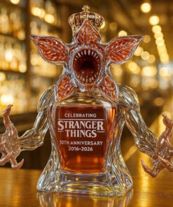 Demogorgon Celebrating Stranger Things 10th Anniversary Whiskey Bottle