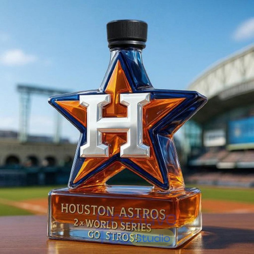 Houston Astros Baseball Champions 'Star Go Stros' Whiskey Bottle Houston Astros Baseball Champions 'Star Go Stros' Whiskey Bottle