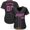 Custom Black White Pinstripe Pink Light Blue Baseball Jersey 2.jpg