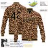 Custom Brown Black Old Gold Leopard 3D Pattern Design Bomber Full Snap Varsity Letterman Jacket 2.jpg