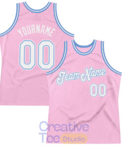 Custom Light Pink White-Light Blue Throwback Basketball Jersey Custom Light Pink White-Light Blue Throwback Basketball Jersey