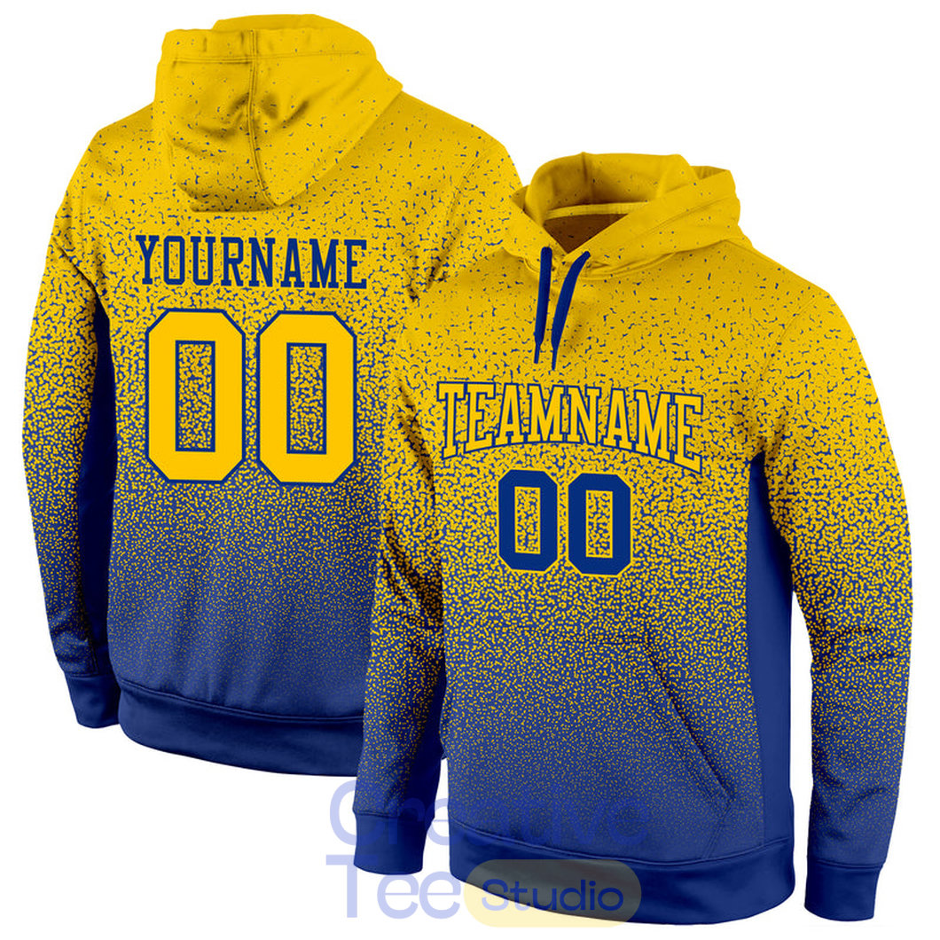 Custom Stitched Royal Gold Fade Fashion Sports Pullover Sweatshirt Hoodie Custom Stitched Royal Gold Fade Fashion Sports Pullover Sweatshirt Hoodie
