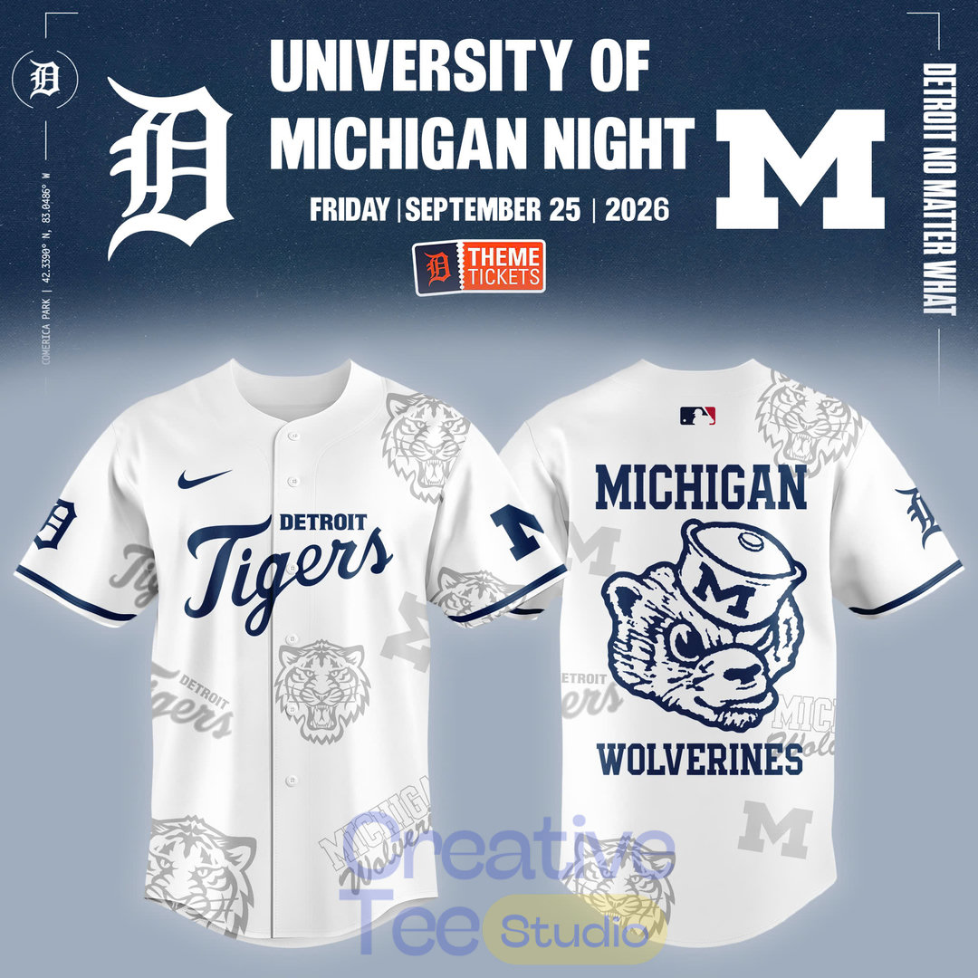 Detroit Tigers x Michigan Wolverines University of Michigan Night Baseball Jersey Detroit Tigers x Michigan Wolverines University of Michigan Night Baseball Jersey