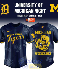 Detroit Tigers x Michigan Wolverines University of Michigan Night Baseball Jersey