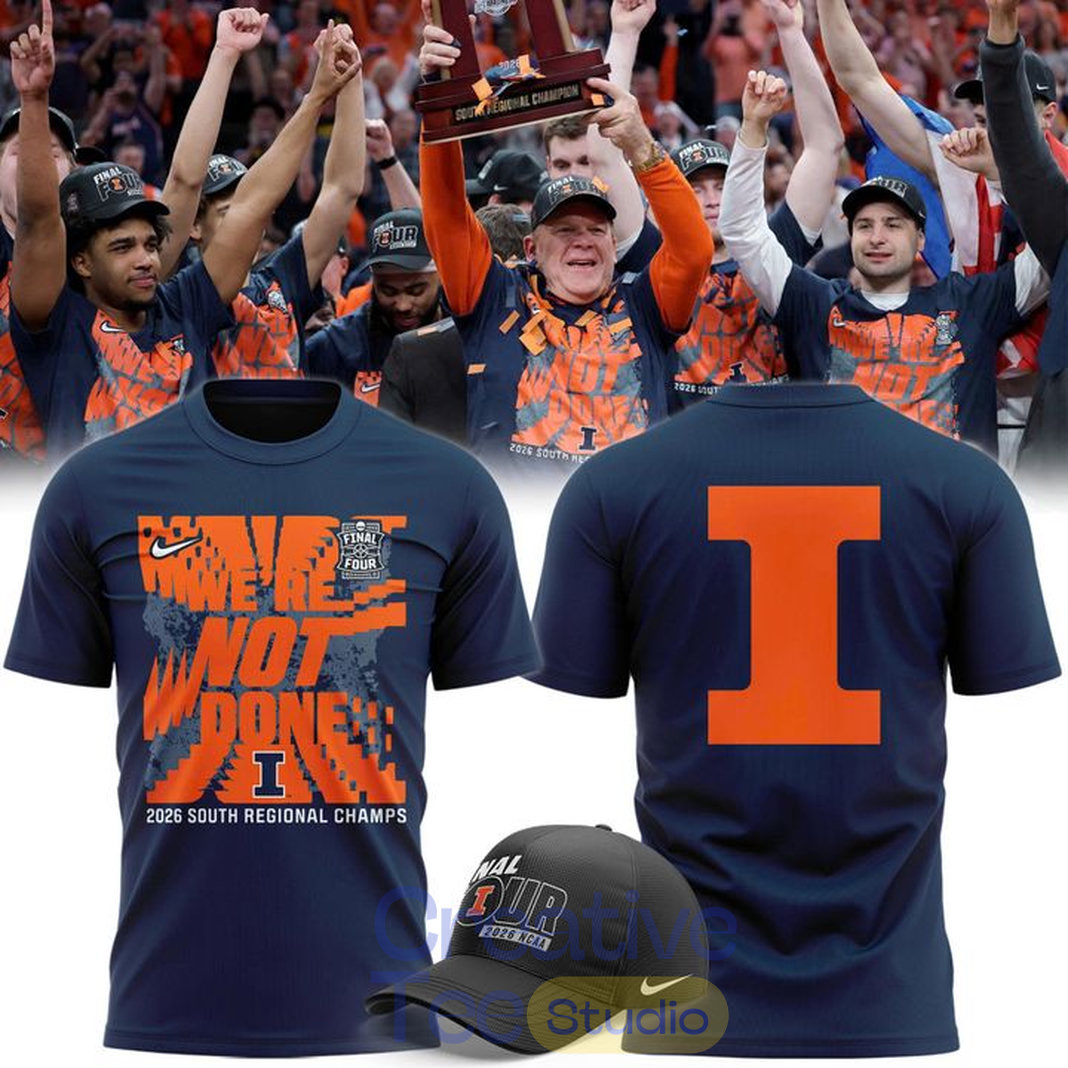 Illinois Fighting Illini Basketball Final Four Regional Champions On-Court T-Shirt Illinois Fighting Illini Basketball Final Four Regional Champions On-Court T-Shirt