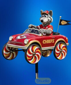 Kansas City Chiefs Wolf Mascot Garden Wind Spinner