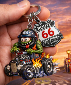Route 66 Centennial Edition Rat Fink Hot Rod Keychain