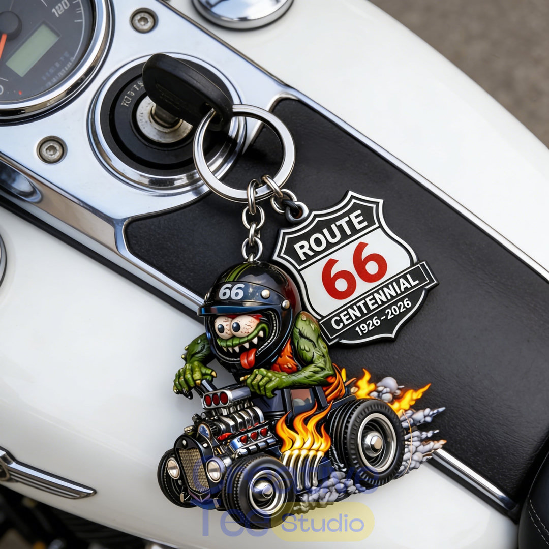 Route 66 Centennial Edition Rat Fink Hot Rod Keychain Route 66 Centennial Edition Rat Fink Hot Rod Keychain