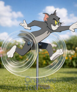 Tom Cat Running Wind Spinner Garden Decor