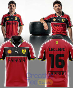 Scuderia Ferrari Charles Leclerc Football Concept Polo Shirt