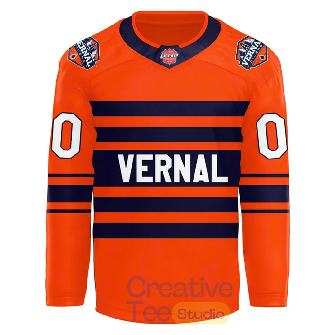 Vernal Oilers Orange Custom Hockey Jersey Vernal Oilers Orange Custom Hockey Jersey