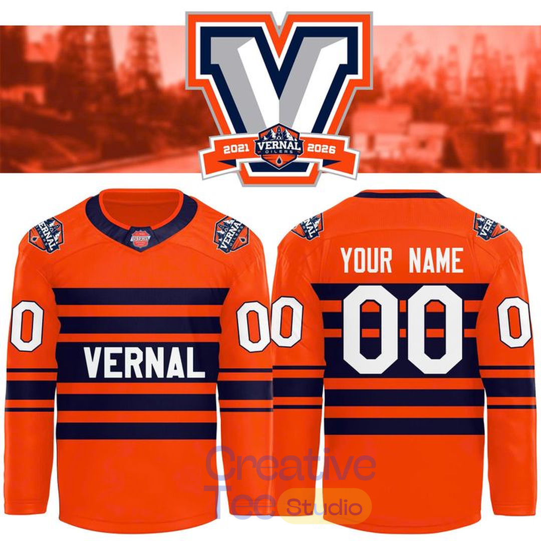 Vernal Oilers Orange Custom Hockey Jersey Vernal Oilers Orange Custom Hockey Jersey