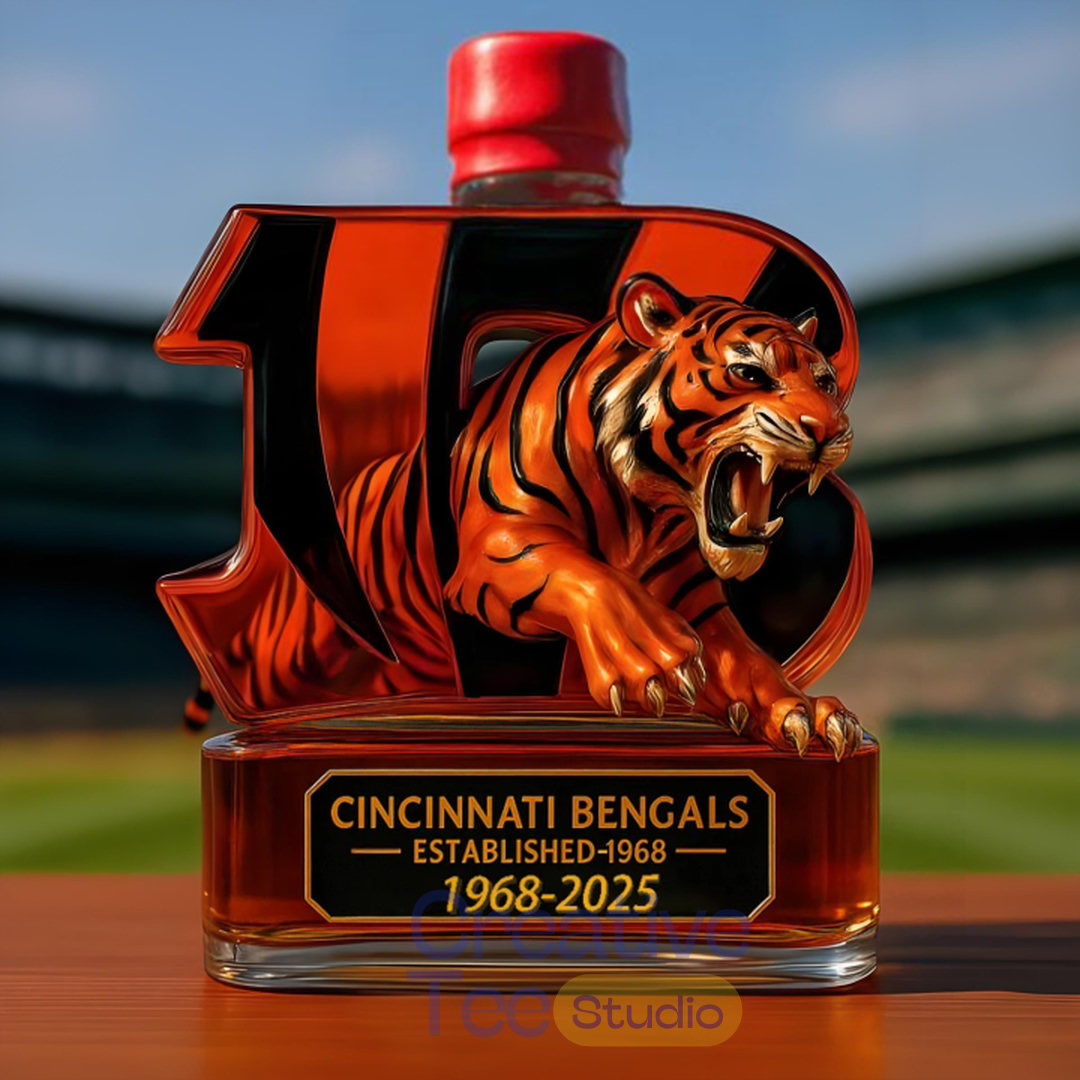 Cincinnati Bengals 57th Anniversary 'Crowned Jungle Spirit' Whiskey Bottle Cincinnati Bengals 57th Anniversary 'Crowned Jungle Spirit' Whiskey Bottle