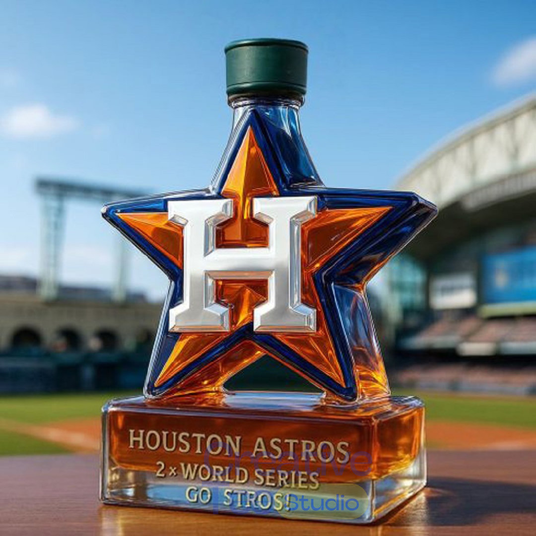 Houston Astros Baseball Champions 'Star Go Stros' Whiskey Bottle Houston Astros Baseball Champions 'Star Go Stros' Whiskey Bottle