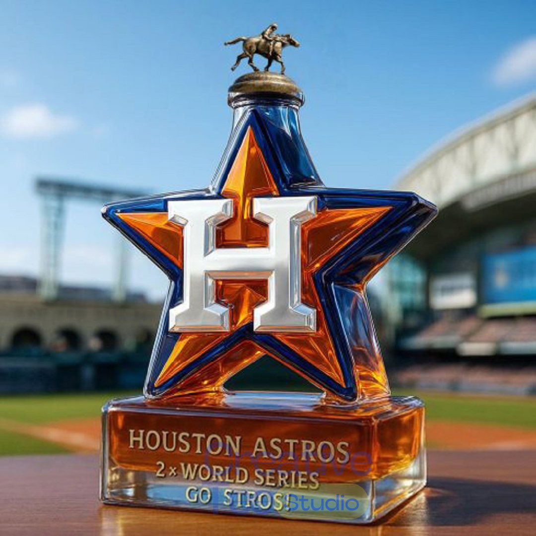 Houston Astros Baseball Champions 'Star Go Stros' Whiskey Bottle Houston Astros Baseball Champions 'Star Go Stros' Whiskey Bottle