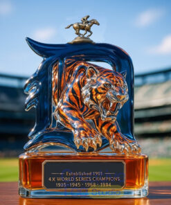 Detroit Tigers ‘Fierce Tiger Head’ 4x World Series Champions Whiskey Bottle