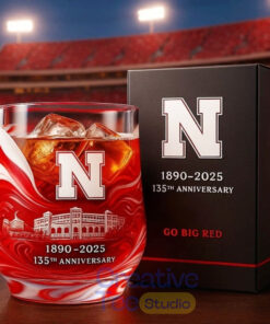Nebraska Cornhuskers 135th Anniversary Whiskey Glass