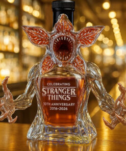 Demogorgon Celebrating Stranger Things 10th Anniversary Whiskey Bottle
