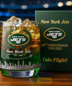 New York Jets 66rd Anniversary Whiskey Glass