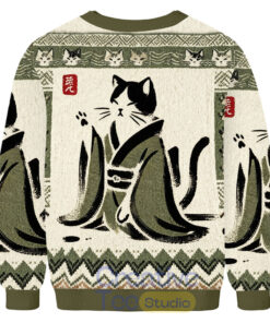 Japanese Black Cat Ugly Christmas Sweater
