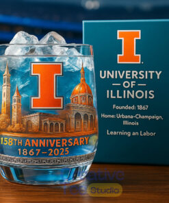 University of Illinois 158th Anniversary Commemorative Whiskey Glass