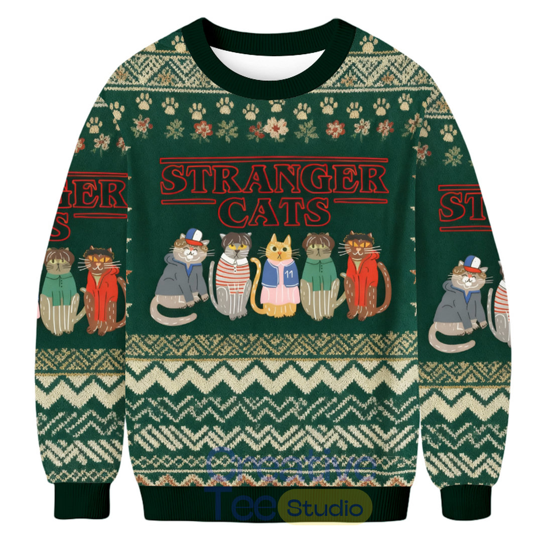 Stranger Cats Ugly Christmas Sweater Stranger Cats Ugly Christmas Sweater