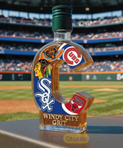 Chicago Sports Fans WINDY CITY GRIT Limited Edition Whiskey Bottle – Collectible Decanter for True Windy City Pride