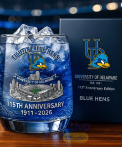 University of Delaware Blue Hens 115th Anniversary Whiskey Glass