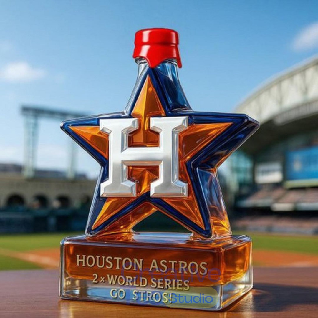 Houston Astros Baseball Champions 'Star Go Stros' Whiskey Bottle Houston Astros Baseball Champions 'Star Go Stros' Whiskey Bottle