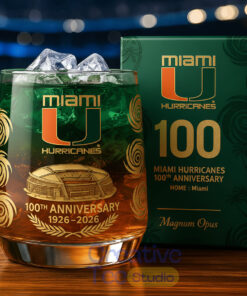 Miami Hurricanes 100th Anniversary Whiskey Glass