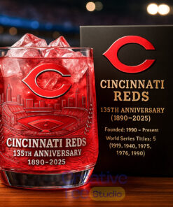 Cincinnati Reds 135th Anniversary Whiskey Glass