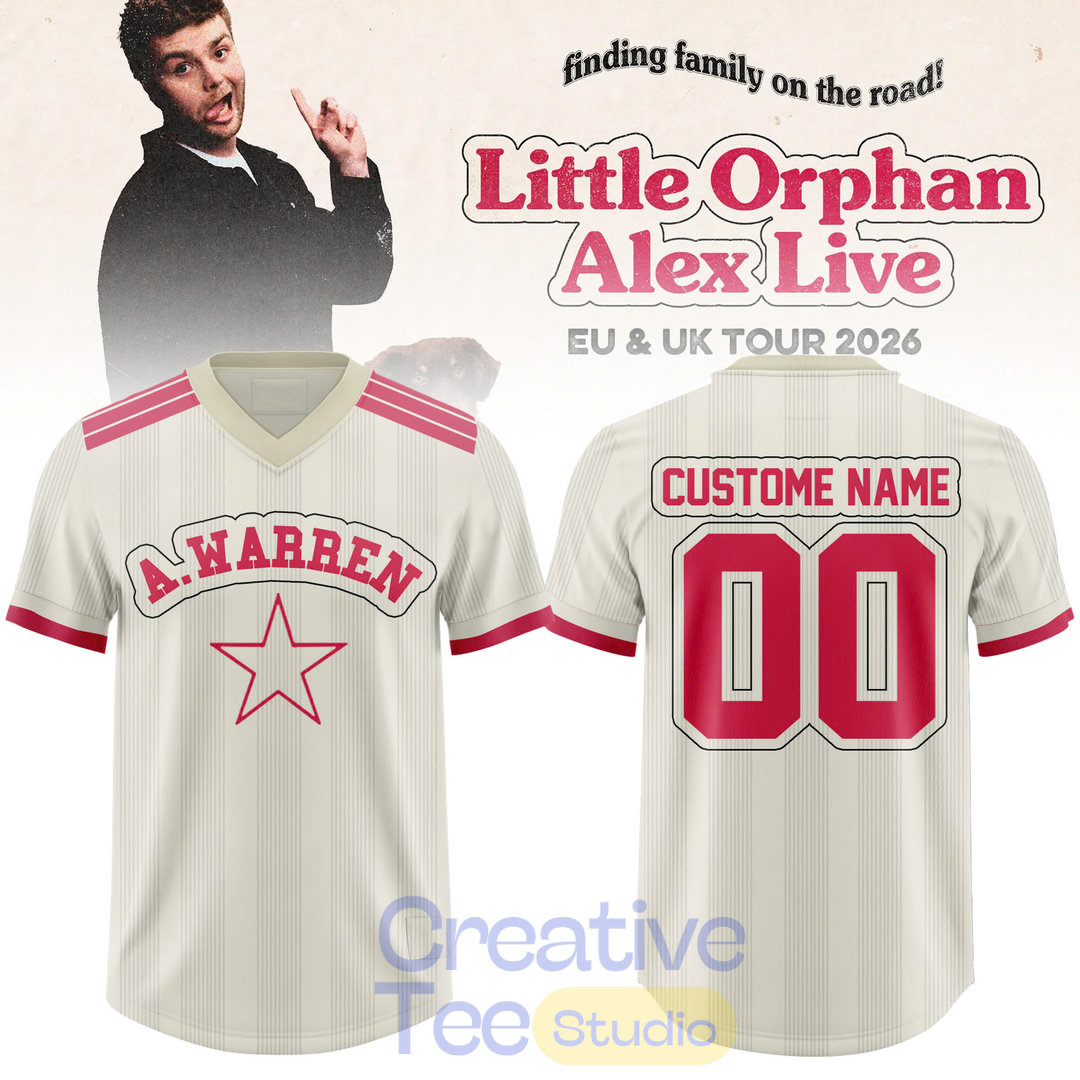 Alex Warren: Little Orphan Alex Live 2026 Tour Custom Football Jersey Alex Warren: Little Orphan Alex Live 2026 Tour Custom Football Jersey