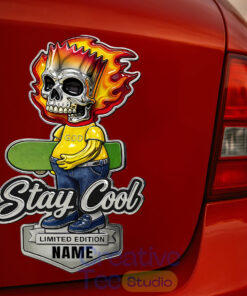 Bart Ghost Rider Premium Car Name Badge