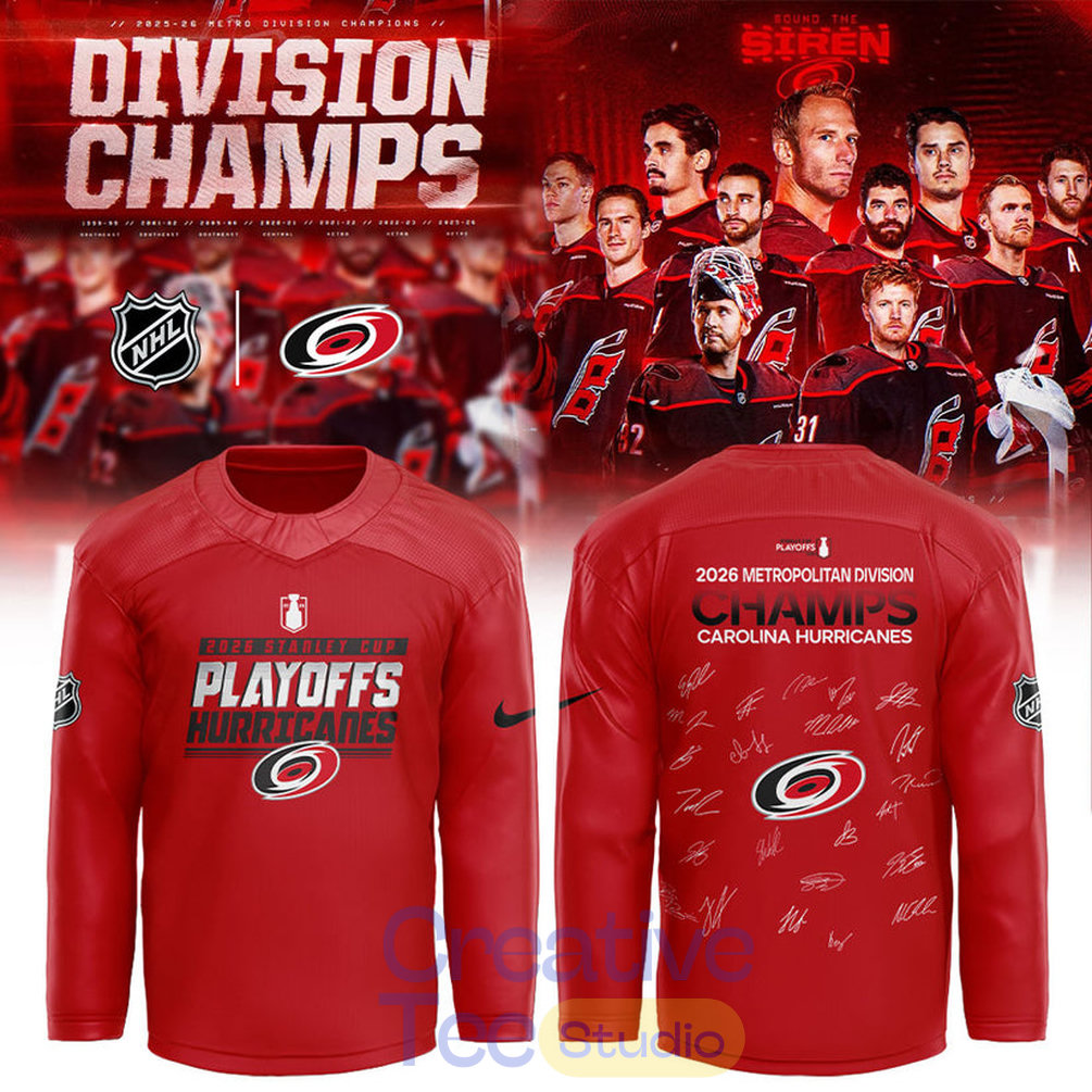 Carolina Hurricanes 2026 Metropolitan Division Champions Hockey Jersey Carolina Hurricanes 2026 Metropolitan Division Champions Hockey Jersey