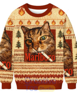 Funny Smoking Cat Meme Christmas Ugly Sweater