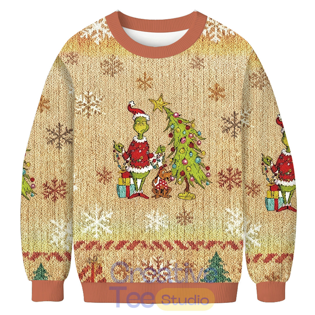 Grinchmas Whimsical Tree Christmas Ugly Sweater Grinchmas Whimsical Tree Christmas Ugly Sweater